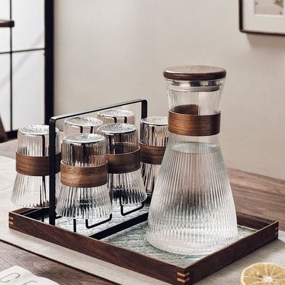 Gepersonaliseerde grootte High Borosilicate glas drinkset voor moderne thuis koud water flessen