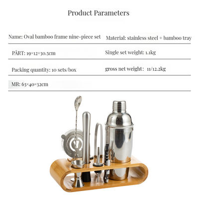 Bar Hotel Home Restaurant Roestvrij staal Cocktail Shaker Jigger Set met bamboe stand