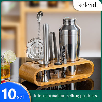 Mixer Cocktail Set Barkeeper Kit van roestvrij staal met vodka dispenser en bamboe tongs