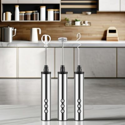 Metalen handheld batterij bediende melk schuim voor Latte/Cappuccino Foaming Coffee Tea Tools