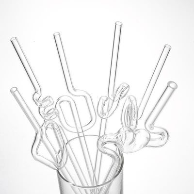 220 mm lang gemodelleerd glas stro milieuvriendelijk rond ontwerp voor creatieve bar accessoires