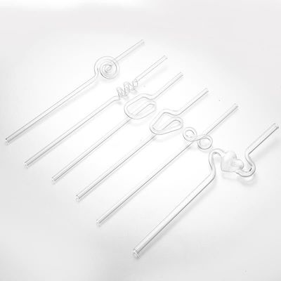 220 mm lang gemodelleerd glas stro milieuvriendelijk rond ontwerp voor creatieve bar accessoires
