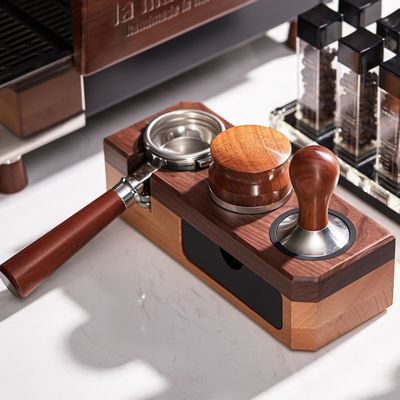 Vaste hout espresso-tampstation koffie-tamperhouder