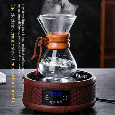 Voorraad Classic Series 1-3 Cup Hout Neck Pour-Over Maker 6-Cup Natural Coffee Filter Glass Pour Tea Set