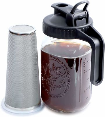 64 OZ Glass Mason Jar Cold Brew Coffee Maker met roestvrijstalen filtermaas en handvat