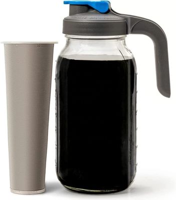 64 OZ Glass Mason Jar Cold Brew Coffee Maker met roestvrijstalen filtermaas en handvat
