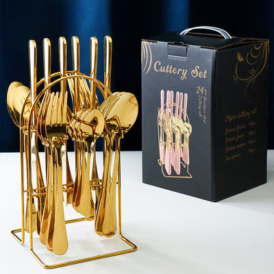 Partij Gelegenheid 101 roestvrij staal gouden bestek set 24pcs luxe cadeau set met doos