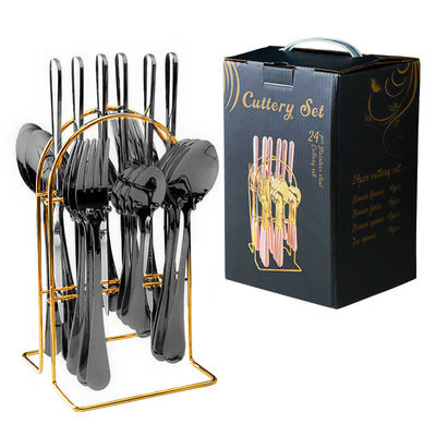 Partij Gelegenheid 101 roestvrij staal gouden bestek set 24pcs luxe cadeau set met doos