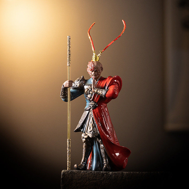 Contemporary Design Indoor Decor Beeldhouwkunst Zwart Myth Wukong Keramische LED-lamphouder
