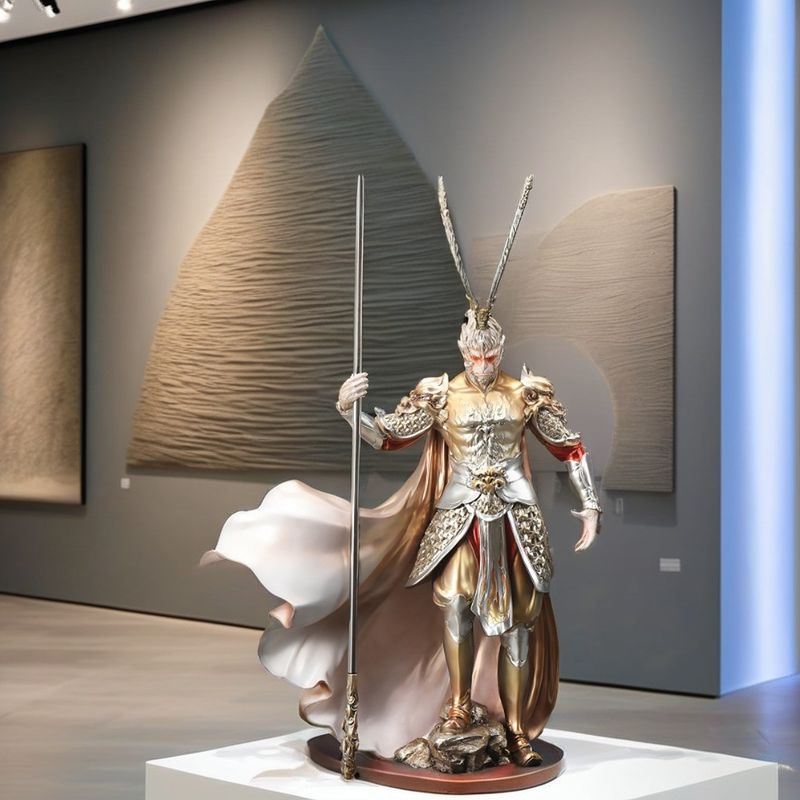 Home Ornament Zwarte mythologie Apenkoning vecht Boeddha figuur voor hedendaags ontwerp