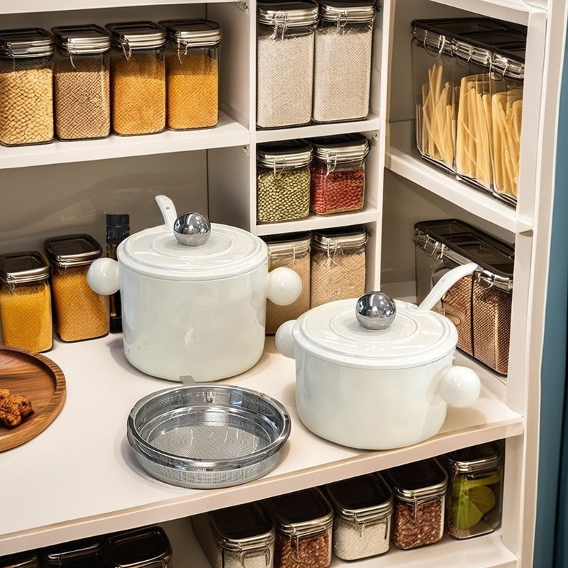 2024 Trendy Keramische dubbele oren hartvormige schaal roestvrij staal deksel Microwaveable voedselcontainer Instant Noodles gedrukt