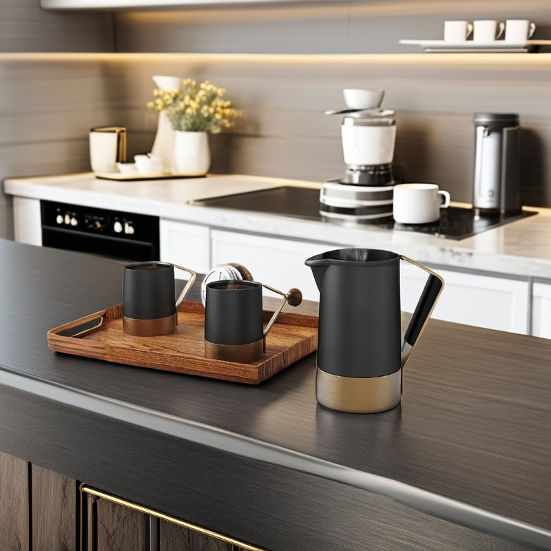 Gepersonaliseerd logo Franse pers Luxe Harmony Roestvrij staal Keramische koffie-theemaker