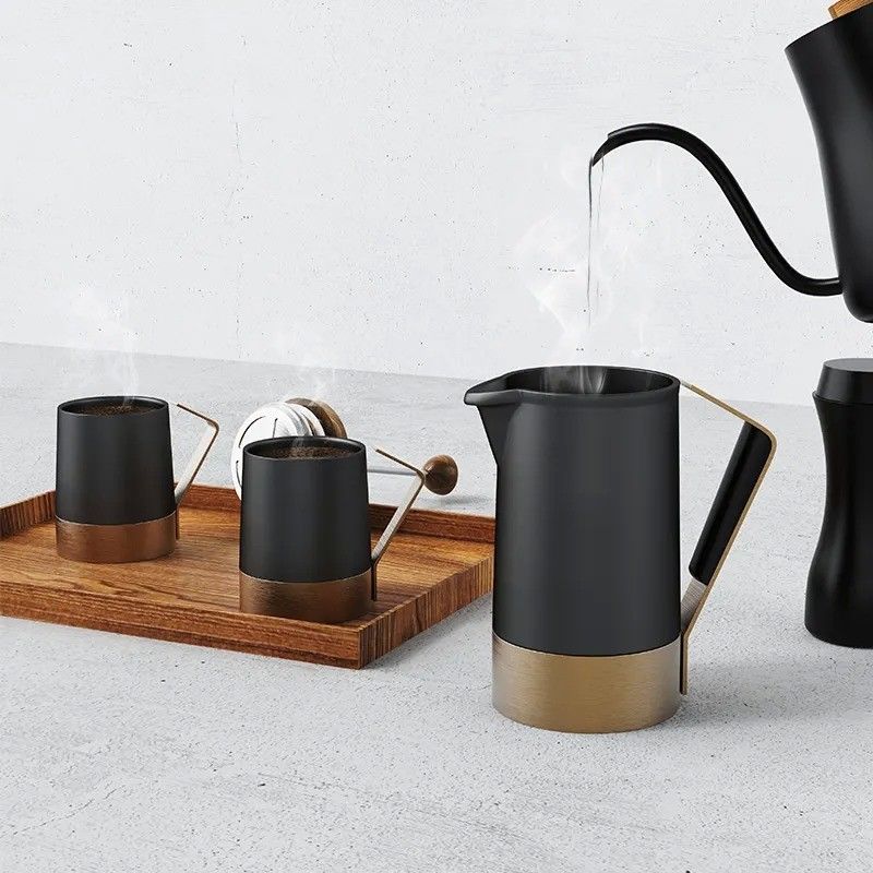 Gepersonaliseerd logo Keramische Franse pers Draagbare roestvrijstalen filter Koffieteemaker