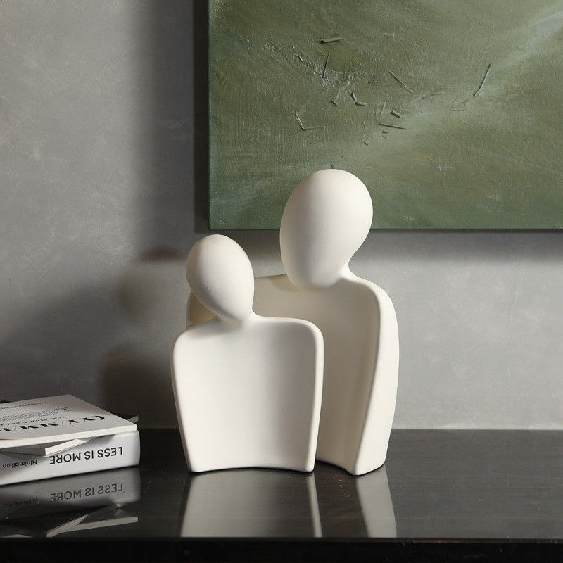 Moderne bamboe-geïntegreerde porseleinen liefhebbers standbeeld Abstracte kunst figuur voor huisversiering