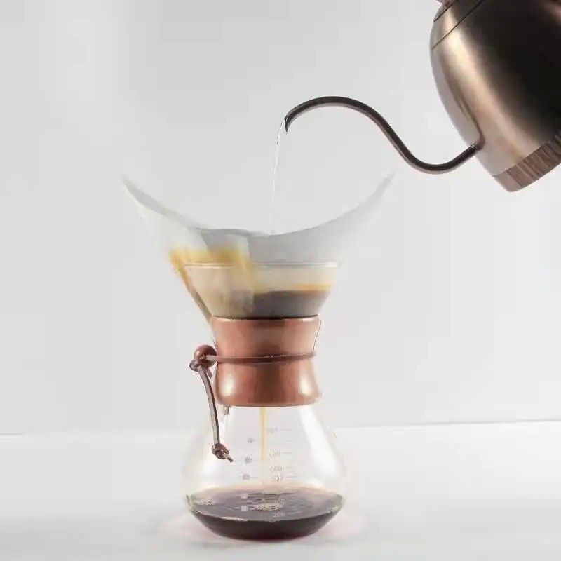 All-in-one 800 ml glazen druppel koffiebrouwer en server met roestvrijstalen ketel