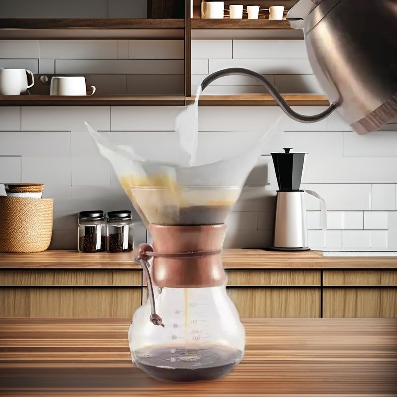 PS Plastic Glass Tea Pot met een trechtervormig ontwerp en een draagbare roestvrijstalen touw