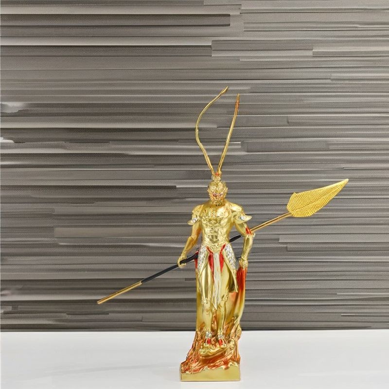 Golden Hoop Monkey King Hars Figuur Contemporary Metal Collectie Piece voor Verjaardagen