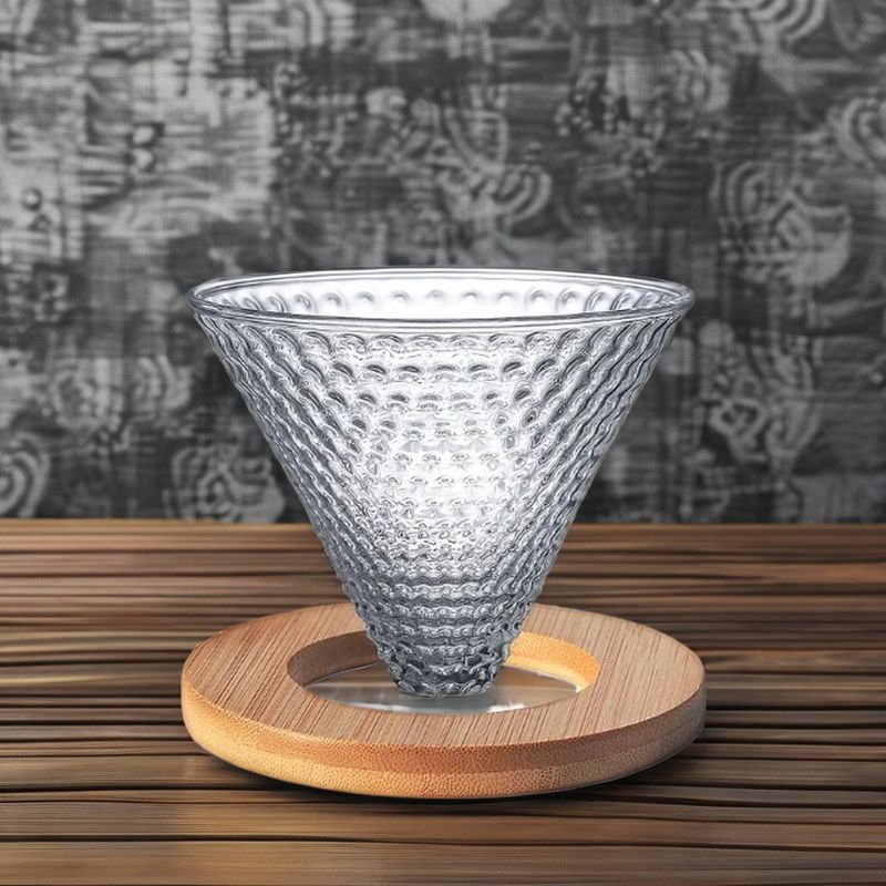 600 ml Drip Glass Coffee Pot met houten handvat Hittebestendige Giet over koffiezetapparaat