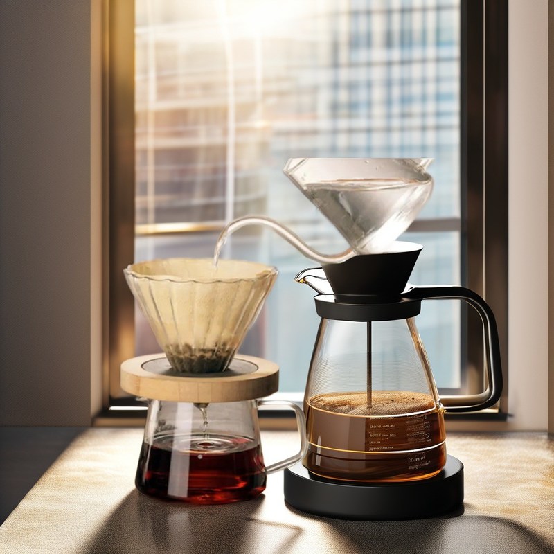 Keuken Modern Design Borosilicaat Glas Koffiemaker Set met Permanent Drip Filter