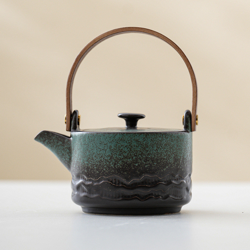 Home Brewing Keramische Kung Fu Theeset met Lifting Beam Handle Compact Single Pot Theetop