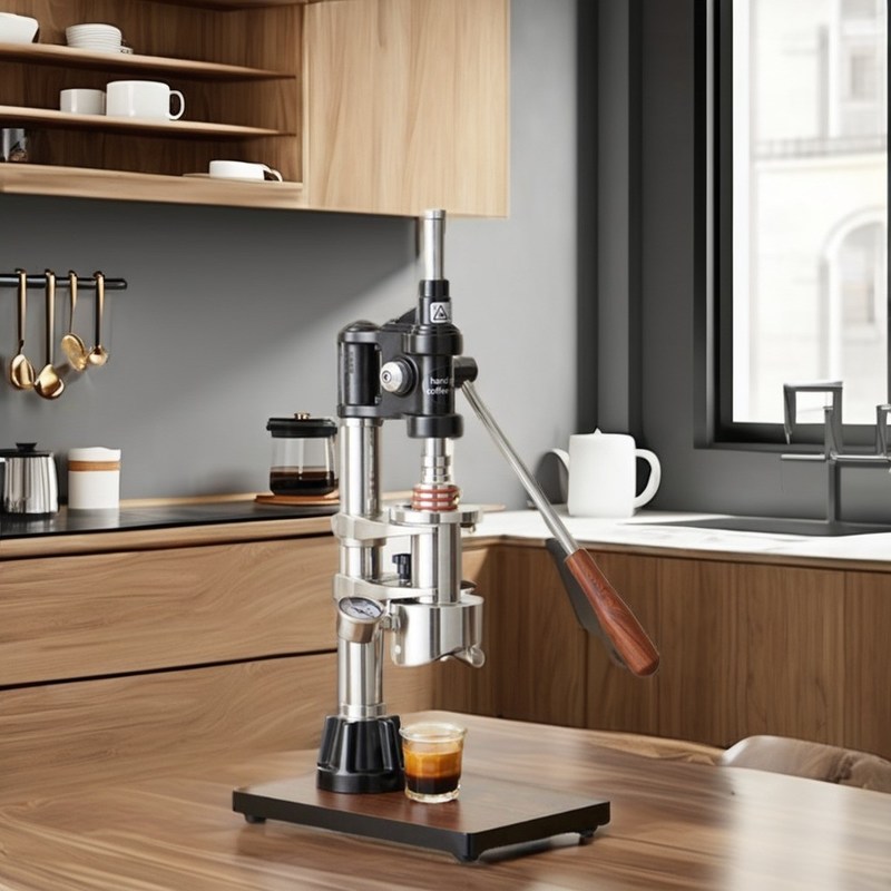 Home koffiezetapparaat met zwart laser logo Espresso Barista gereedschappen en drukmeter