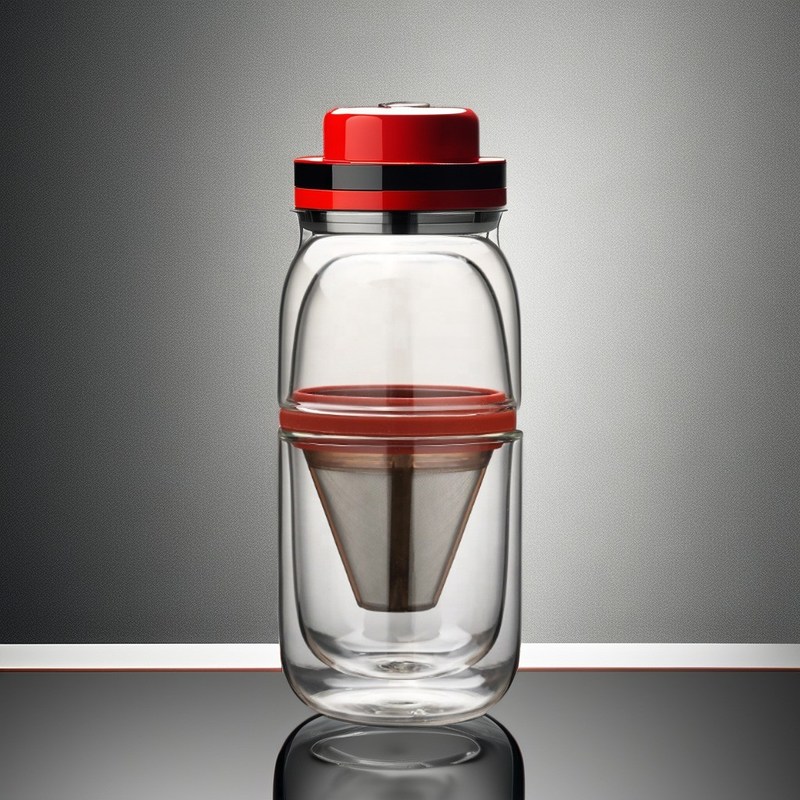 Unisex draagbare doorzichtige glas koffiepot en thee set opvouwbare functie voor 1 persoon