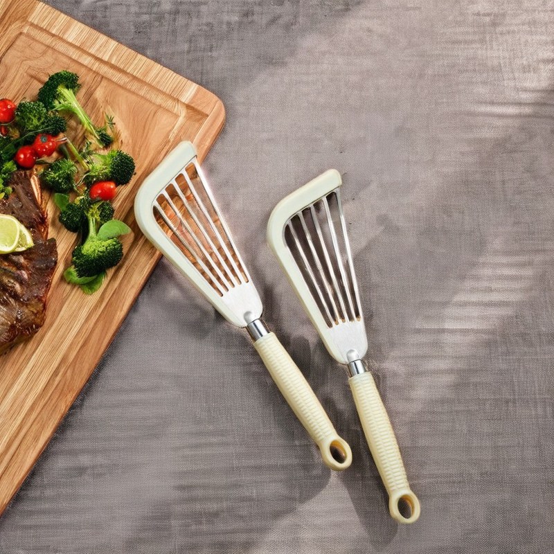 Versatile roestvrij staal gesloten visspatule hittebestendig draaier voor niet-stick kookgerei