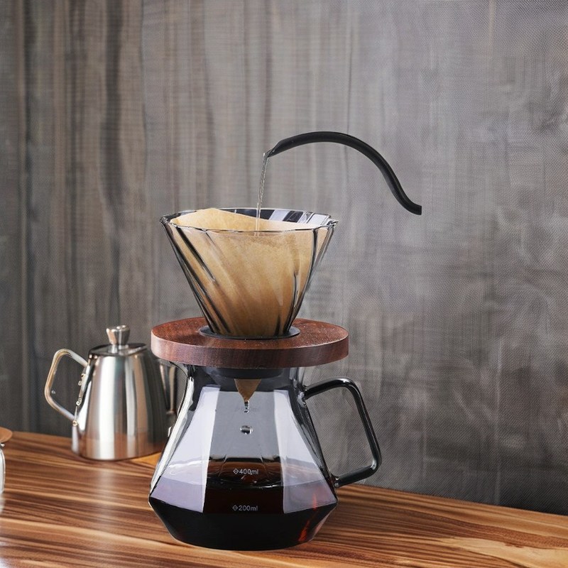 COFFEE Theemaker Borosilicaat glas koffie drupper met hittebestendig giet over pot