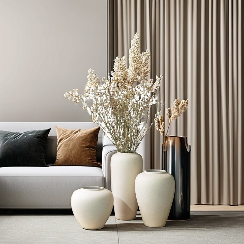 Keramische vaas in Noordse stijl voor huisarchitectuur Ondurchneembare glazuur Schattige bloemenversiering Ornamenten