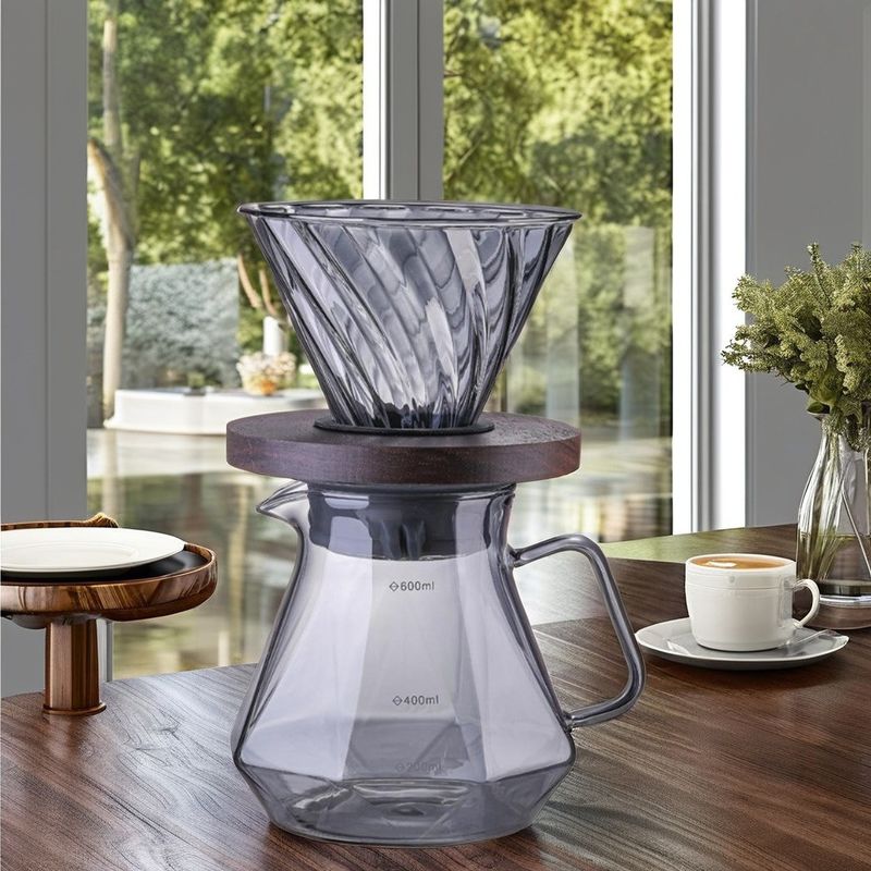 High Borosilicate Glass Espresso Giet over Server Hittebestendige Filterbeker Koffiethee Urn