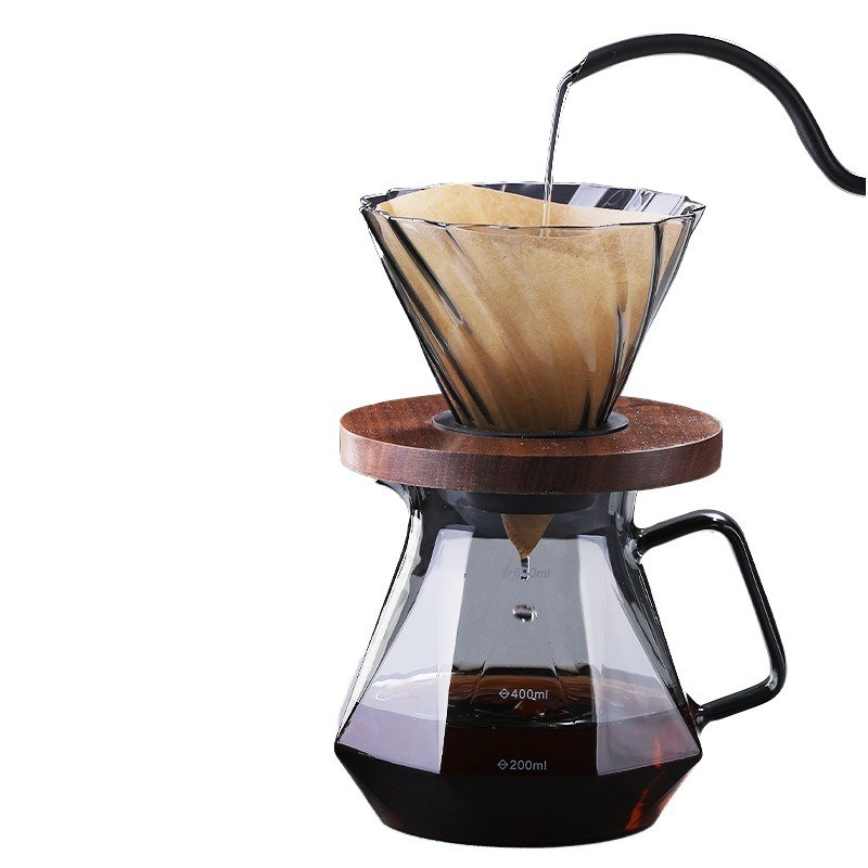Metalen borosilicaat glas espresso koffie server voor milieuvriendelijke warmtebestendige