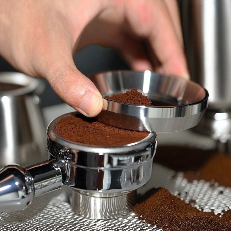 Roestvrij staal Koffiebonen Tamper milieuvriendelijke metalen ring voor Portafilter efficiëntie