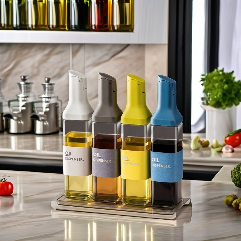 Leek-proof azijnfles en sojasaus dispenser set voor moderne keuken glazen olie pot