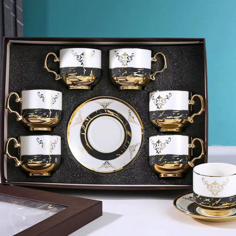 6 stukker keramisch tafelgerei voor koffie thee en cappuccino in luxe bamboe cadeaubon
