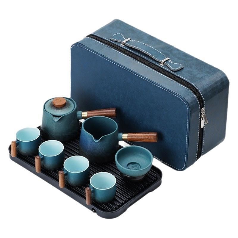 Modern Kung Fu-stijl Keramische thee set met houten handvat Afneembare zijkant handvat
