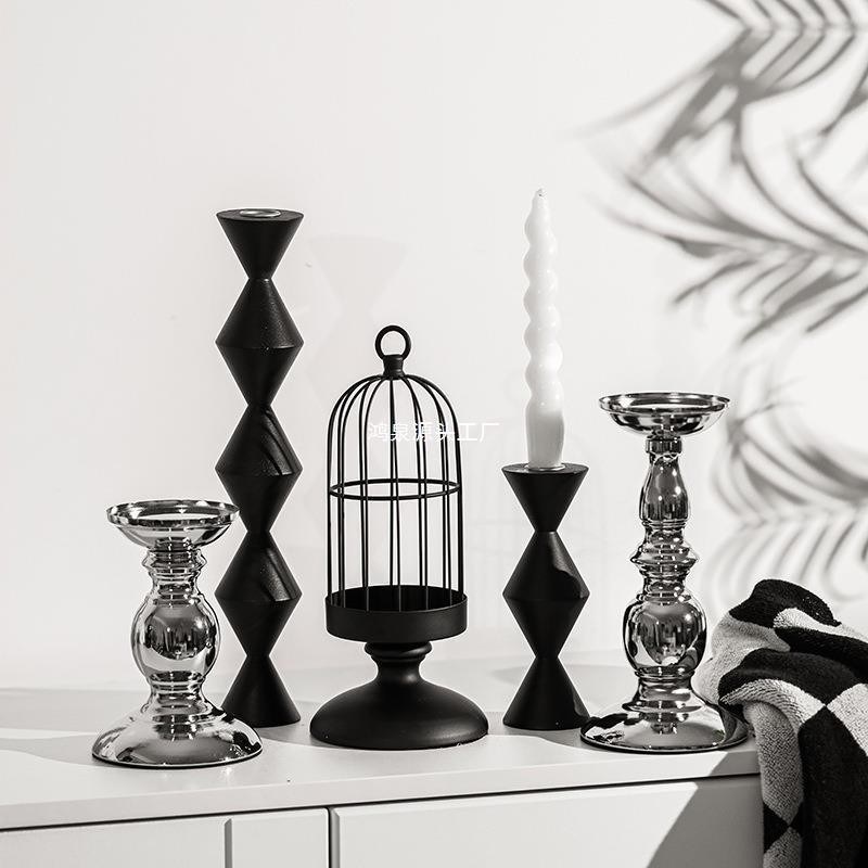 Huwelijk metalen kandelaar houder met lantaarns kaars potten laag kandelaar middelstuk