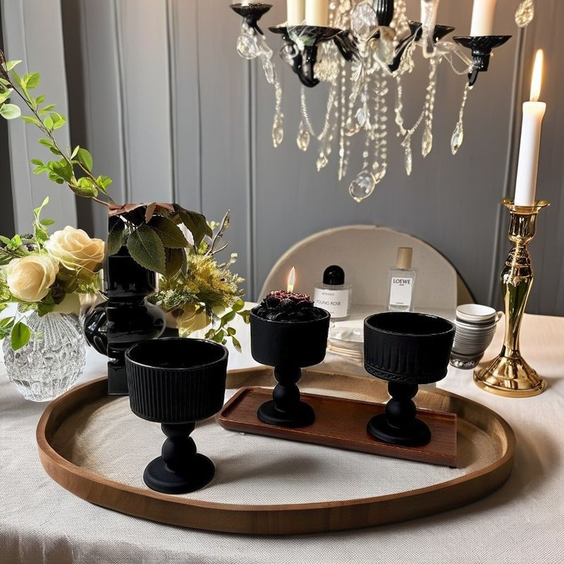 Unieke verticale lijn ontwerp Vintage wijnbeker Glasvoeten Dessert Bowl voor cadeautjes