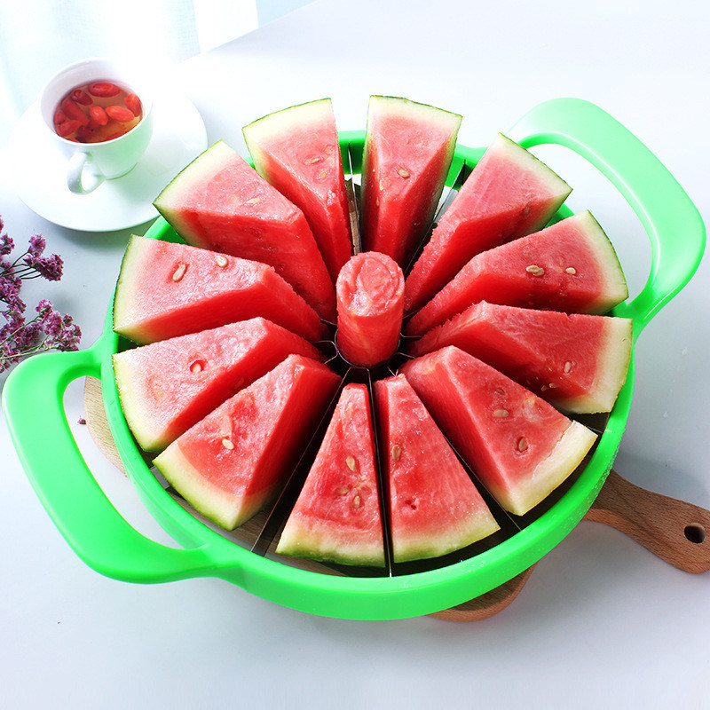 Snijmachine van roestvrij staal Fruit Slicer Mutifuction Cutting Slicer voor supermarkten Bamboe Handle