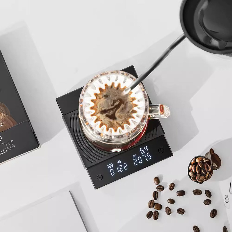 Zwarte 2 kg Multifunktioneel Spiegelschaal Koffie en Bar Fruit Scale met Scale Tray