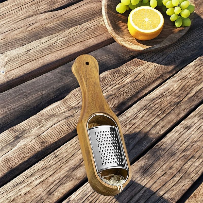Acacia houtcontainer roestvrij staal haker en kaasgrater voor snelle keuken voorbereiding