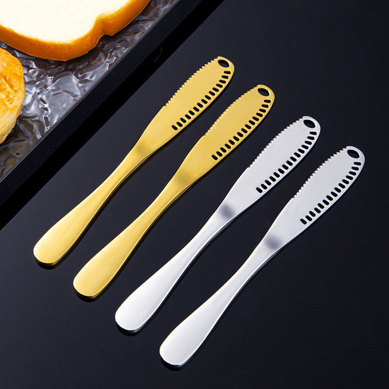 Zilveren topverkoop roestvrij staal botermes Titanium geplatte lange handgreep jam boter spatula westerse tafelgerei crème decoratie mes