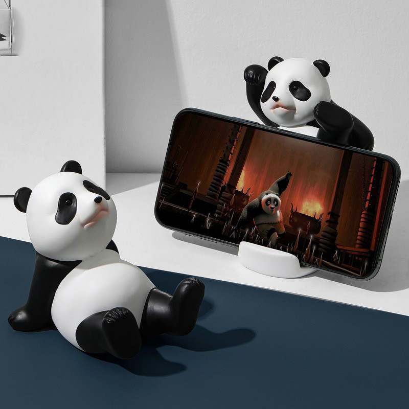 Wall Desk Compatible Verstelbare Panda bamboe hars houder voor smartphones en tablets