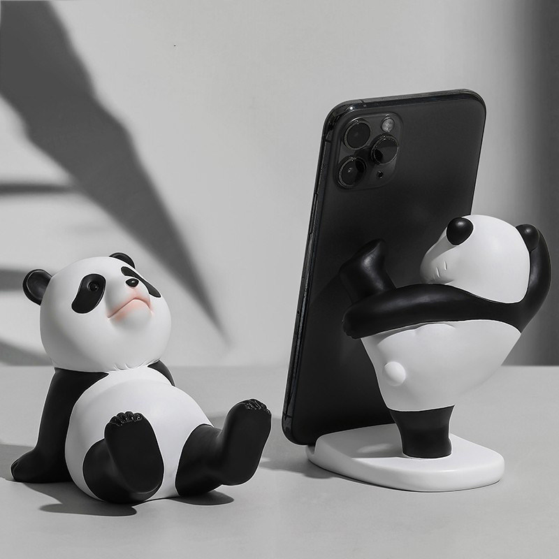 Panda Design Bamboe Telefoon en Tablet Stand voor muur of bureau Verstelbaar harsmateriaal