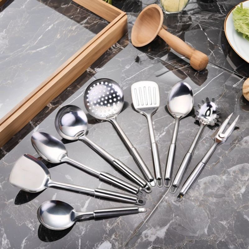 Volledige set roestvrij staal bestek-zilverware licht goud mes vork zwaar platteware set