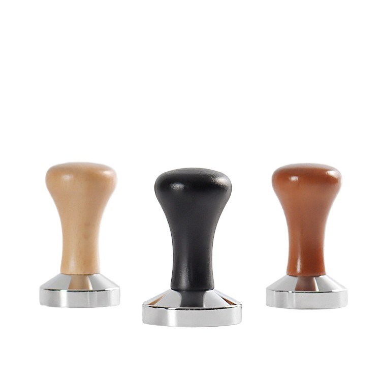 Houtgehanteerd 51/53/58mm roestvrij staal Draagbare Espresso Tamper Set voor thuis en bar