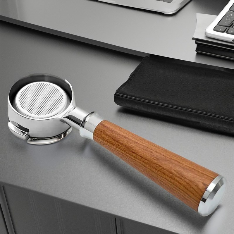 58 mm roestvrij staal koffiefunnel en massief houten portafilter voor handpour espresso