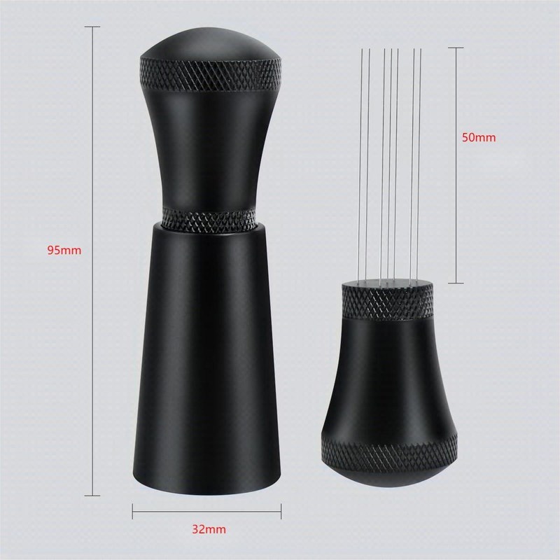 Roestvrij staal koffiepoeder menggereedschap Keramische espresso naald dispenser met stand