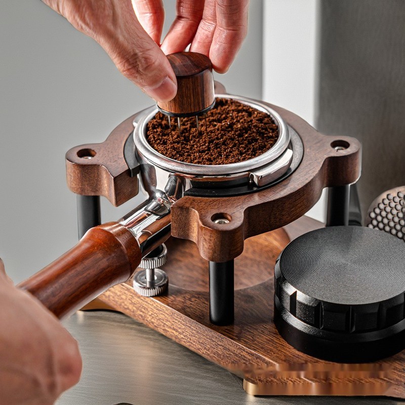 Koffiefilter manden Tamping Station Solid Hout Materiaal Aanpasbaar Logo voor thuis