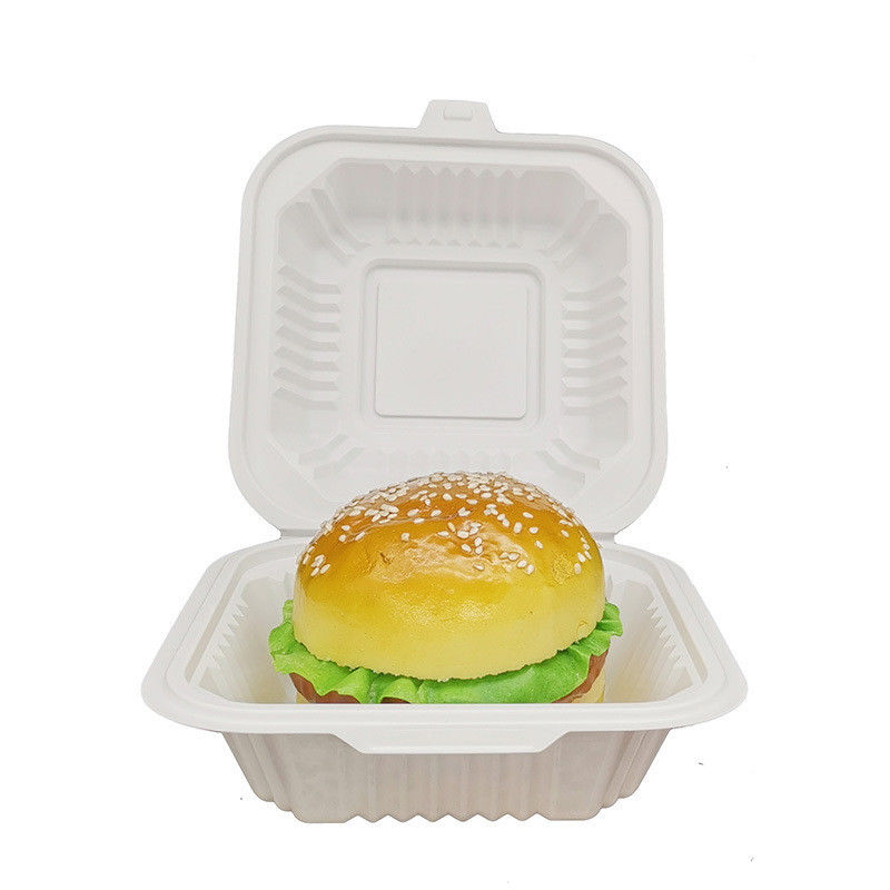 Witte vierkante plastic lunchboxen Stapelbare voedselcontainers met microwave-deksels