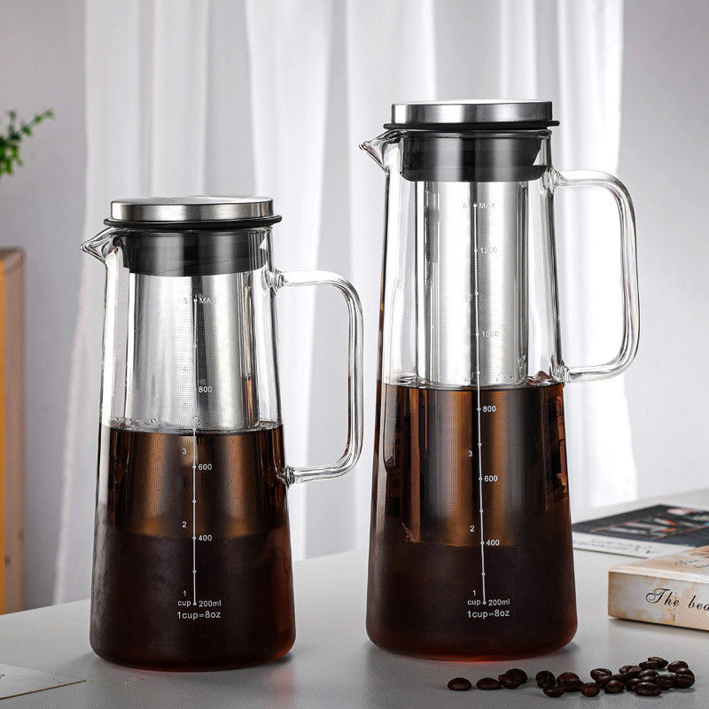 1L/1.4L hoogtemperatuurbestendige glazen waterfles voor koud koffie en fruit